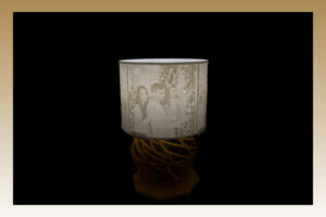 Egyedi, hengeres, fényképes lámpa